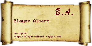 Blayer Albert névjegykártya